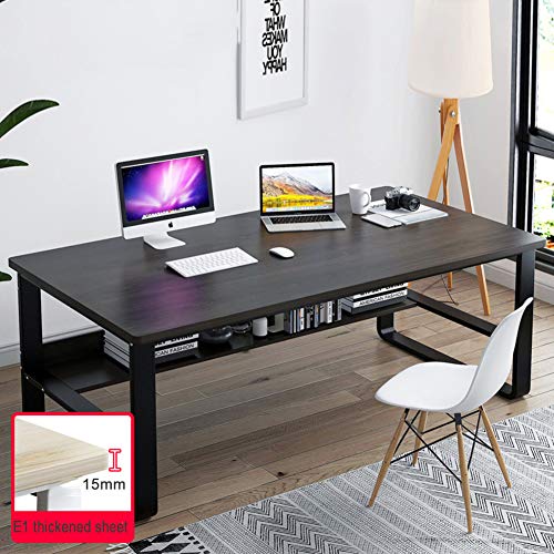 ATHUAH Großer Arbeitsplatz-Computertisch mit Ablagefläche, PC-Laptop-Arbeitszimmer-Schreibtisch für das Heimbüro mit U-förmigen Stahlbeinen, Zwei Schichten Stauraum-A 160 x 70 x 72 cm (63 x 28 von ATHUAH