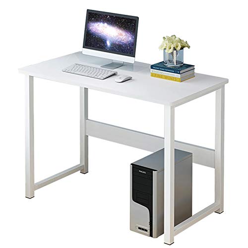 ATHUAH Moderner PC-Laptop-Schreibtisch, robuster Computertisch aus Holz und Metall, Schlichter Arbeitsschreibtisch, Gaming-Schreibtisch für das Heimbüro, Weiß, 80 x 45 cm von ATHUAH