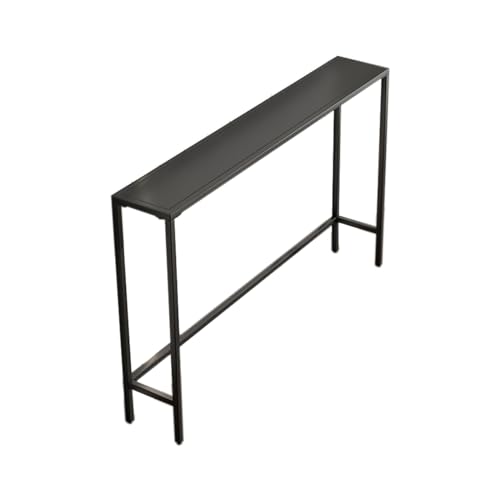 ATHUAH Schwarz/weißer Konsolentisch, schmaler Metall-Sofatisch, Esszimmer-Pub-Hochtische, platzsparender Langer Tisch für Wohnzimmer, Flur, Eingang (Größe: 100 x 20 x 75 cm, Farbe: Schwarz) von ATHUAH