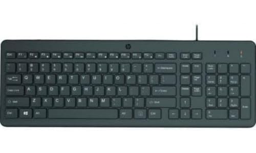 HP 150 spanische QWERTY-Tastatur mit Kabel – (LED-Anzeige, USB-A, 12 Tastenkombinationen, Windows 10, Windows 11), Schwarz von HP