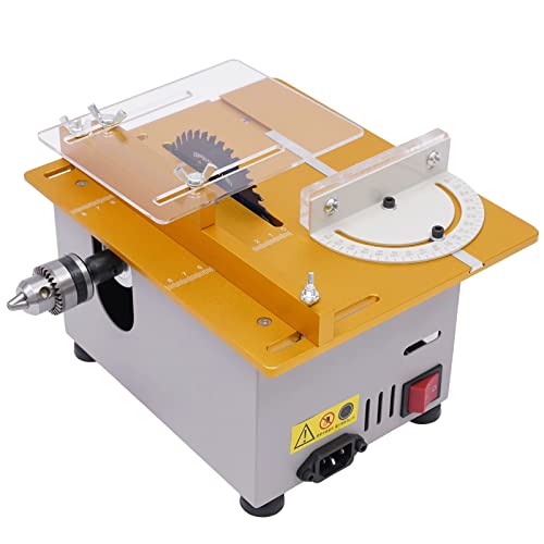 300W Professionelle Mini-Tischsäge Modellbau-Kreissäge Multifunktionales anhebbares Sägeblatt,mit Gehrungsmesser, für Schneiden Polieren Schnitzen Stanzen Metall Jade Kunststoff von ATIVLB