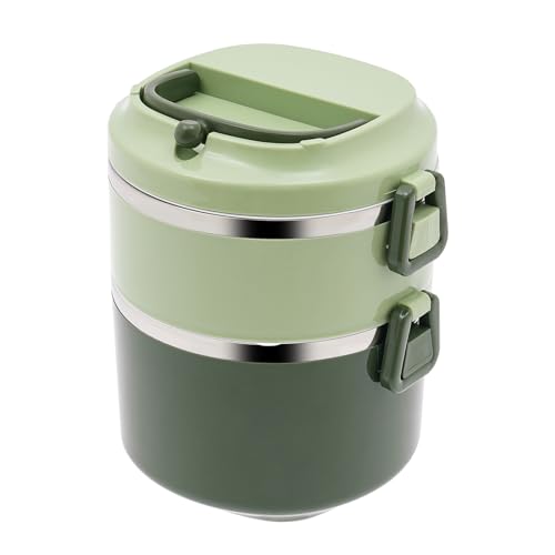 ATIVLB 2 Schichten Mehrschichtige Stapelbare Edelstahl-Lunchbox,Wasserdicht,Essenbox mit Unterteilung,Geeignet für Snacks Obst, Müsli,Suppen und Hauptmahlzeiten. von ATIVLB