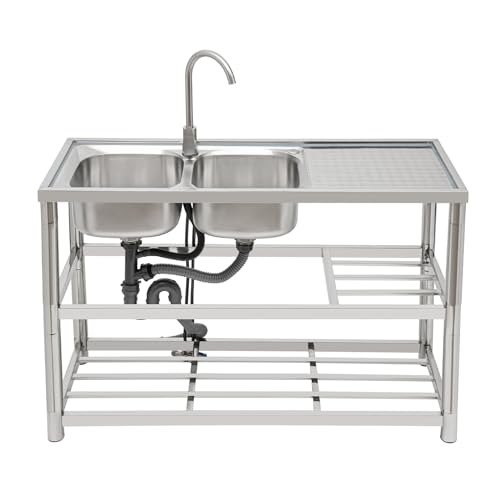 ATIVLB 201 Edelstahlspüle Edelstahl Küchenspüle Spültisch Komplettes Set,Das Design des hohen Überlaufs,160 * 64cm, 360° drehbarer Wasserhahn, Siphon und Ausgussbecken,2 Abtropfkorb ATIVLB 201 Edelstahlspüle Edelstahl Küchenspüle Spültisch Komplettes Set,Das Design des hohen Überlaufs,160 * 64cm, 360° drehbarer Wasserhahn, Siphon und Ausgussbecken,2 Abtropfkorb von ATIVLB