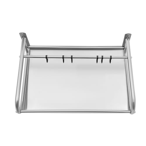 ATIVLB Erweiterbares Mikrowellen Regal,2 Stufiges,Mit 6 Haken,KüChenregal GewüRzregal Mikrowellenschrank Organizer FüR KüChen Schwarz Ausziehbar Von 40-64Cm von ATIVLB