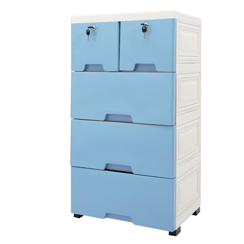 ATIVLB Nachttisch Nachtkommode Beistellschrank Tücher Bücher Kommoden mit 6-Schubladen,Kleine Schubladen Schlössern,für Schlafzimmer,Schlafzimmer, Badezimmer, Veranda von ATIVLB