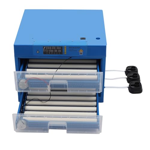 Eierbrutmaschine digitale Geflügelbrutmaschine Mehrzweckbrutmaschine,mit LED-Anzeige,128 Eier Gleichzeitig AusbrüTen, Eierablagefach mit Schublade,Blau,48.7×48.7×38cm von ATIVLB