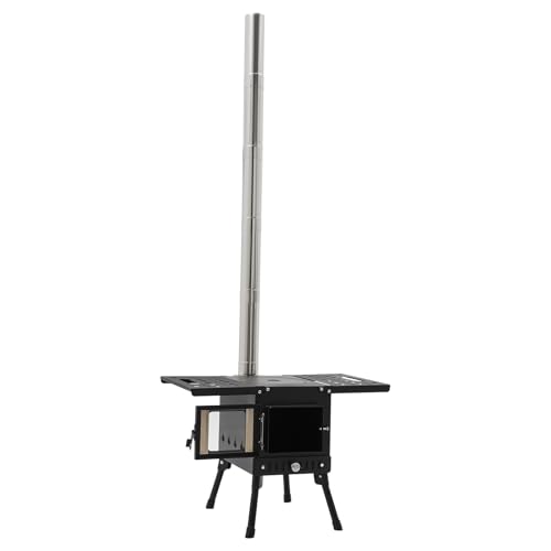 Klappbarer Outdoor-Camping-Kamin Outdoor-Camping-Kocher tragbarer Zeltkocher,Unabhängige Kaminrohre, mit 1 Paar Handschuhe, für Picknick BBQ Kochen Camping Outdoor von ATIVLB