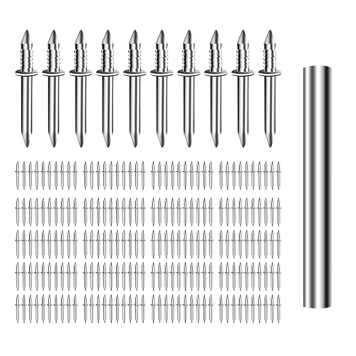 200 Stück Nahtloser Nagel mit Doppelköpfigem, Nahtloser Nagel, Sockelfaden Nagel, mit Einem Nagelspezifischen Hülsenwerkzeug, für Trockenbau und Kiefer von ATJTYSX