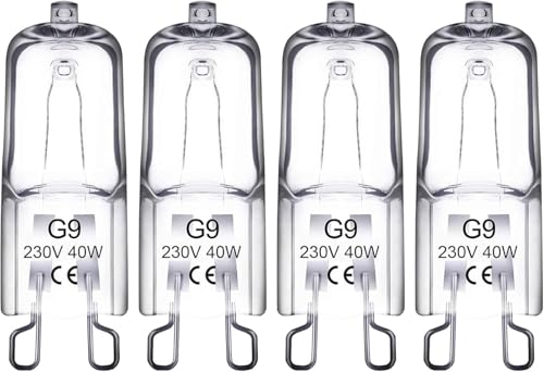 ATJTYSX 4 Stück Halogenlampe, G9 40W 230V Backofenlampe, Oven Lampe, G9 Halogen Leuchtmittel, für Backofen, Mikrowelle von ATJTYSX