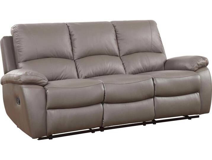 3-Sitzer Lion , grau, B:191cm H:99cm T:93cm, ATLANTIC HOME COLLECTION, Sofas, mit Relaxfunktion und Federkern, mit Lederbezug von ATLANTIC-home-collection