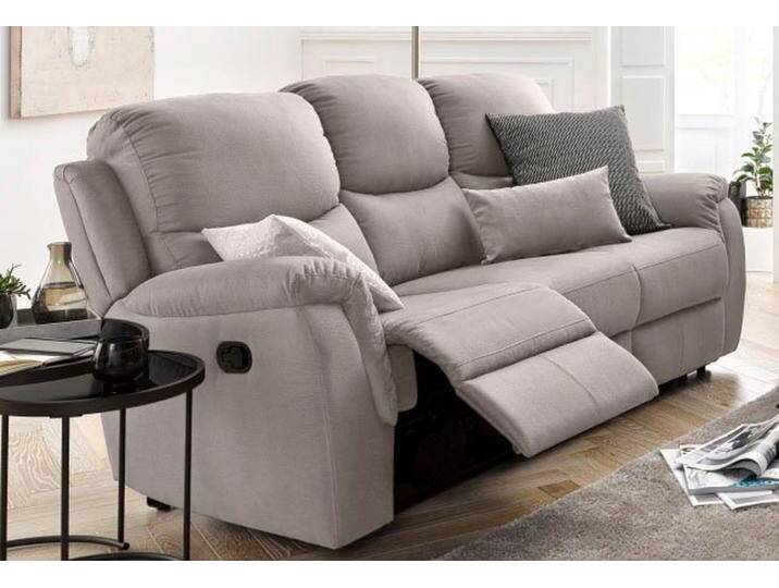 ATLANTIC 3-Sitzer Diana, Relaxfunktion, Federkern, hohe Belastbarkeit, grau, hellgrau, komfortabel von ATLANTIC home collection