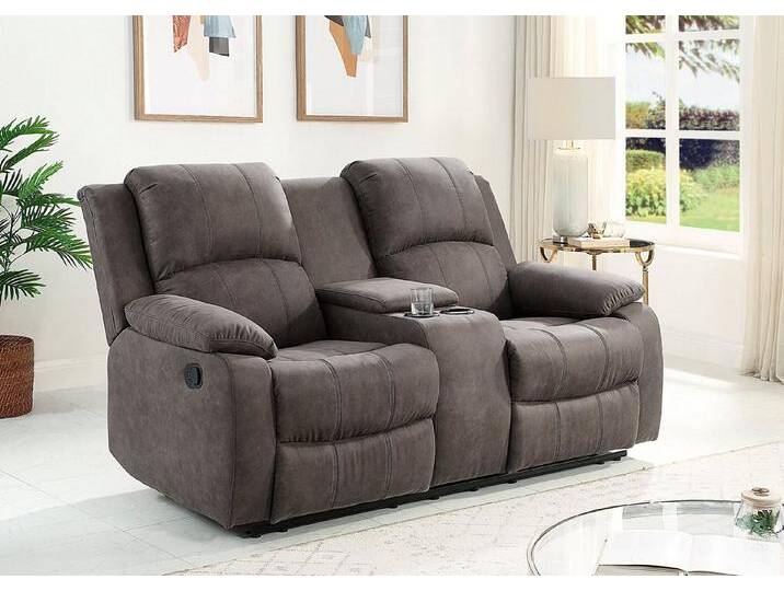 ATLANTIC home collection 2-Sitzer Cicero, mit Relaxfunktion, Federkern und Getränkehalter, grau von ATLANTIC-home-collection