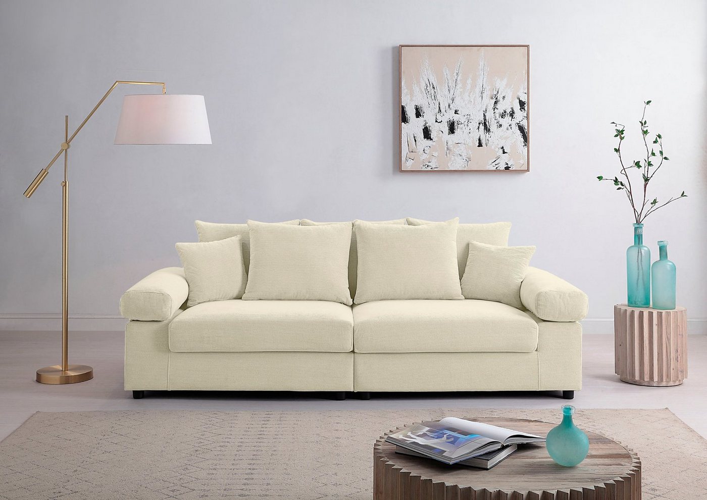 ATLANTIC home collection Big-Sofa Bjoern, mit Cord-Bezug, XXL-Sitzfläche, mit Federkern, frei im Raum stellbar von ATLANTIC home collection