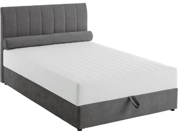 ATLANTIC home collection Boxbett ALISIA, mit Taschenfederkern, Bettkasten und Kissenrolle im Originalbezug, grau, dunkelgrau von ATLANTIC-home-collection