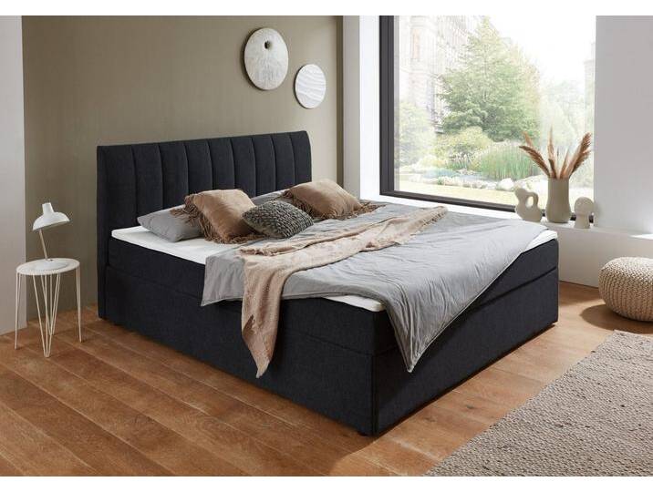 ATLANTIC home collection Boxbett Alva, schwarz, mit Bonnell-Federkernmatratze und Komfortschaum-Topper, Bonnell-Federkernmatratze, schwarz ATLANTIC home collection Boxbett Alva, schwarz, mit Bonnell-Federkernmatratze und Komfortschaum-Topper, Bonnell-Federkernmatratze, schwarz von ATLANTIC-home-collection