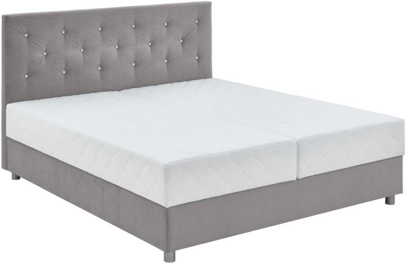 ATLANTIC home collection Boxbett CELIA im hochwertiger Samtoptik, mit Taschen-Federkernmatratze, Bettkasten und Strass-Steinen von ATLANTIC home collection
