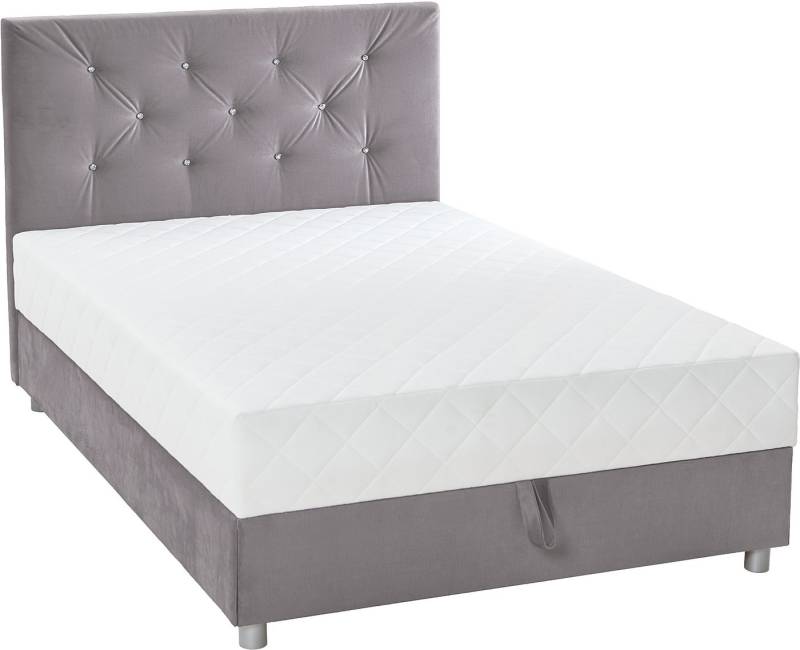 ATLANTIC home collection Boxbett CELIA im hochwertiger Samtoptik, mit Taschen-Federkernmatratze, Bettkasten und Strass-Steinen von ATLANTIC home collection