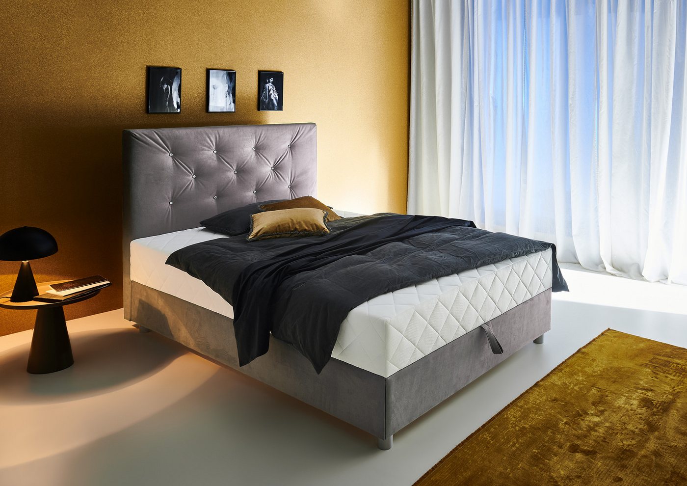 ATLANTIC home collection Boxbett CELIA, mit Taschen-Federkernmatratze, Bettkasten und Strass-Steinen von ATLANTIC home collection