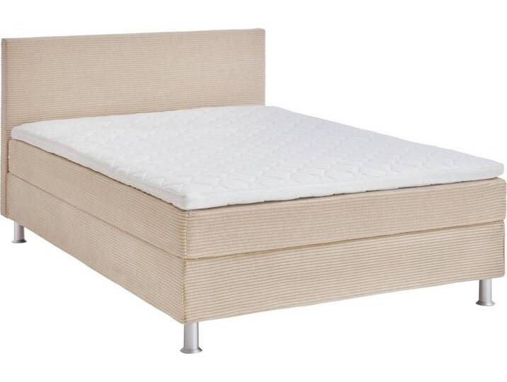 ATLANTIC home collection Boxbett Edison, inkl. Bonnellfederkern-Matratze und Topper, beige, H2 (90 kg), creme von ATLANTIC-home-collection