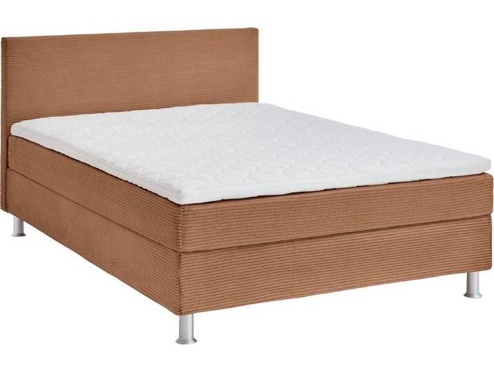 ATLANTIC home collection Boxbett Edison, inkl. Bonnellfederkern-Matratze und Topper, braun, H2 (90 kg), caramel von ATLANTIC-home-collection