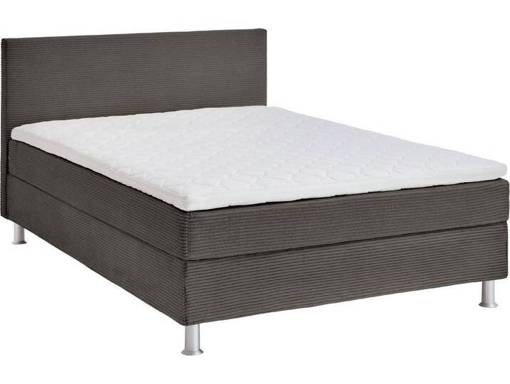 ATLANTIC home collection Boxbett Edison, inkl. Bonnellfederkern-Matratze und Topper, grau, H2 (90 kg), dunkelgrau von ATLANTIC-home-collection