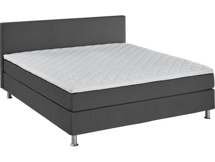 ATLANTIC home collection Boxbett Edison, inkl. Bonnellfederkern-Matratze und Topper, grau, H3 (110 kg), Grau von ATLANTIC-home-collection