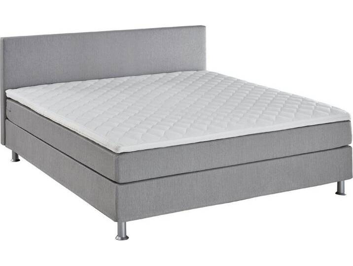 ATLANTIC home collection Boxbett Edison, inkl. Bonnellfederkern-Matratze und Topper, grau, H3 (110 kg), Hellgrau von ATLANTIC-home-collection
