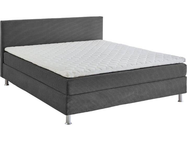 ATLANTIC home collection Boxbett Edison, inkl. Bonnellfederkern-Matratze und Topper, grau, H3 (110 kg), dunkelgrau von ATLANTIC-home-collection