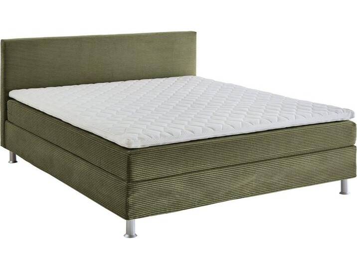 ATLANTIC home collection Boxbett Edison, inkl. Bonnellfederkern-Matratze und Topper, grün, H3 (110 kg), olivgrün von ATLANTIC-home-collection