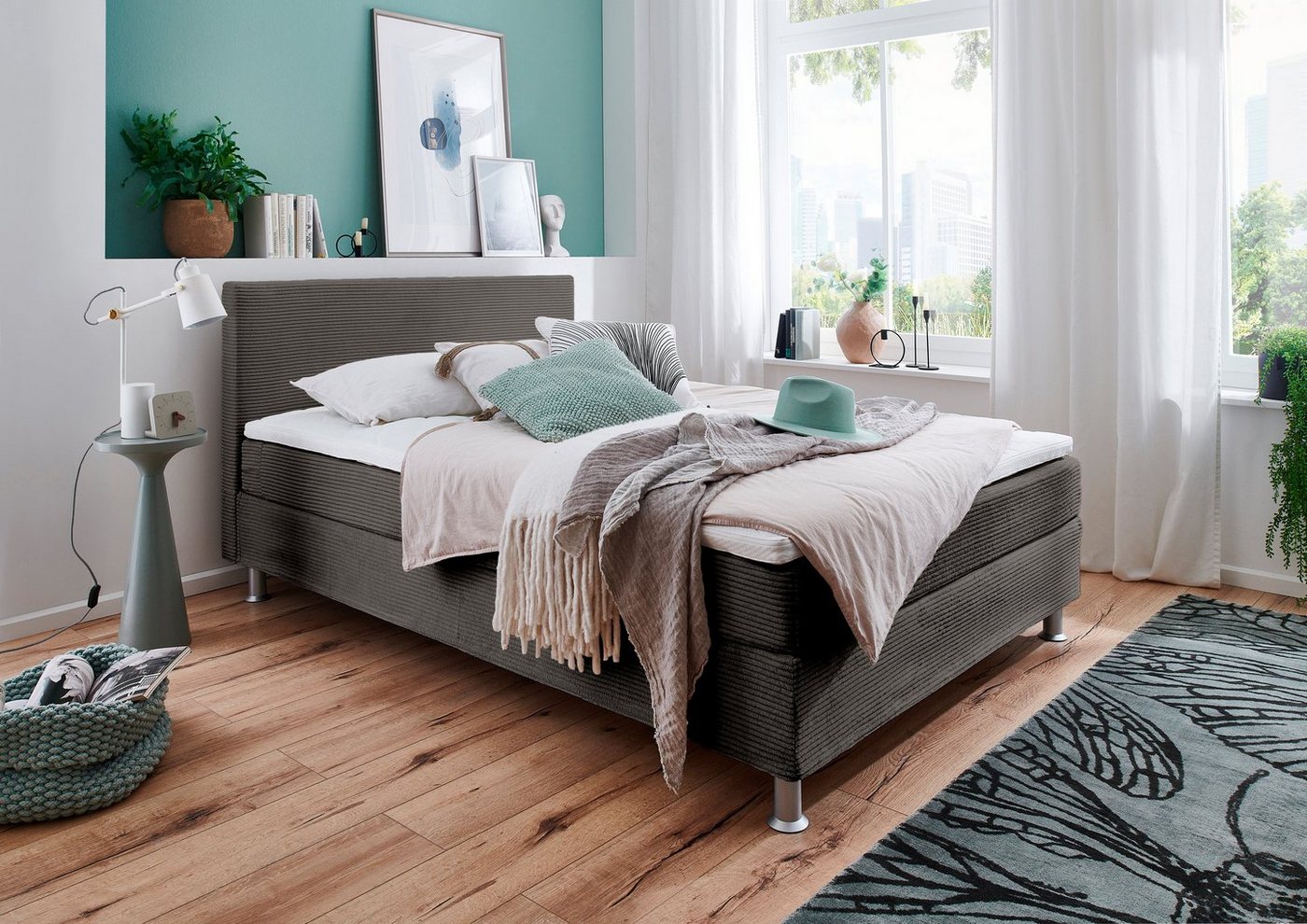 ATLANTIC home collection Boxbett Edison, inkl. Bonnellfederkern-Matratze und Topper von ATLANTIC home collection