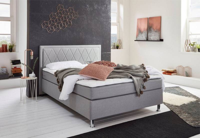 ATLANTIC home collection Boxbett Helen, Tonnentaschenfederkern-Matratze und Topper, wahlweise mit Bettkasten von ATLANTIC home collection