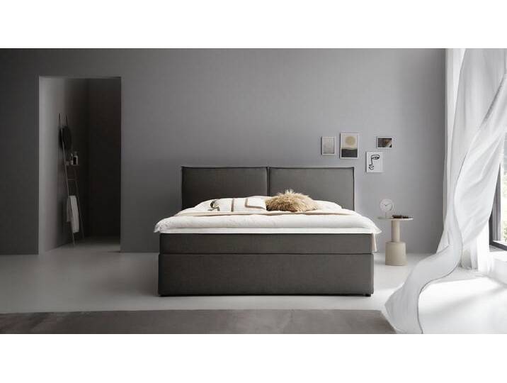 ATLANTIC home collection Boxbett NIKITA, bodentiefes Bett, grau, ohne Bonnell-Federkernmatratze und Komfortschaum-Topper, ohne Matratze von ATLANTIC-home-collection