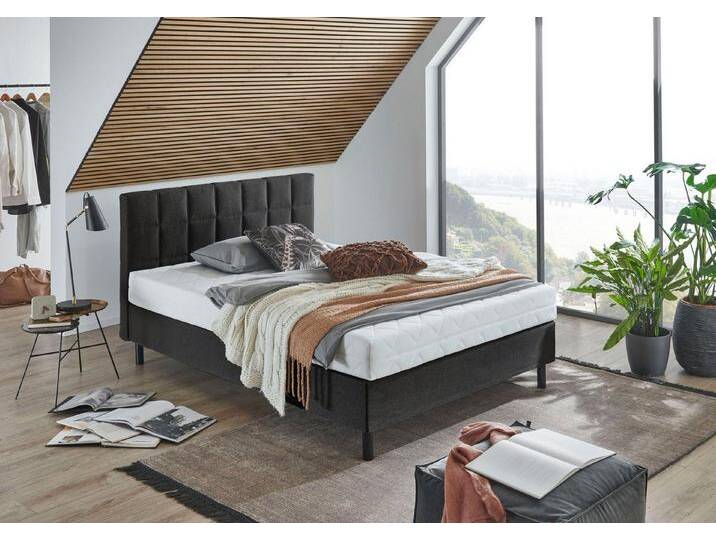 ATLANTIC home collection Boxbett Nikola, Massivholzfüßen, mit / ohne Matratze, in H2 und H3 erhältlich, grau, 7-Zonen-Taschen-Federkernmatratze ATLANTIC home collection Boxbett Nikola, Massivholzfüßen, mit / ohne Matratze, in H2 und H3 erhältlich, grau, 7-Zonen-Taschen-Federkernmatratze von ATLANTIC-home-collection