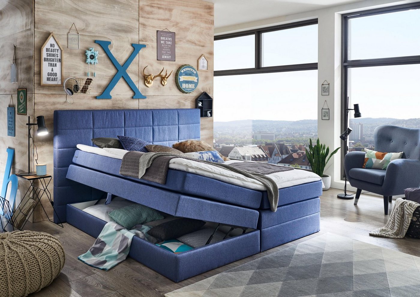 ATLANTIC home collection Boxspringbett Dakota, mit Bettkasten und Topper von ATLANTIC home collection