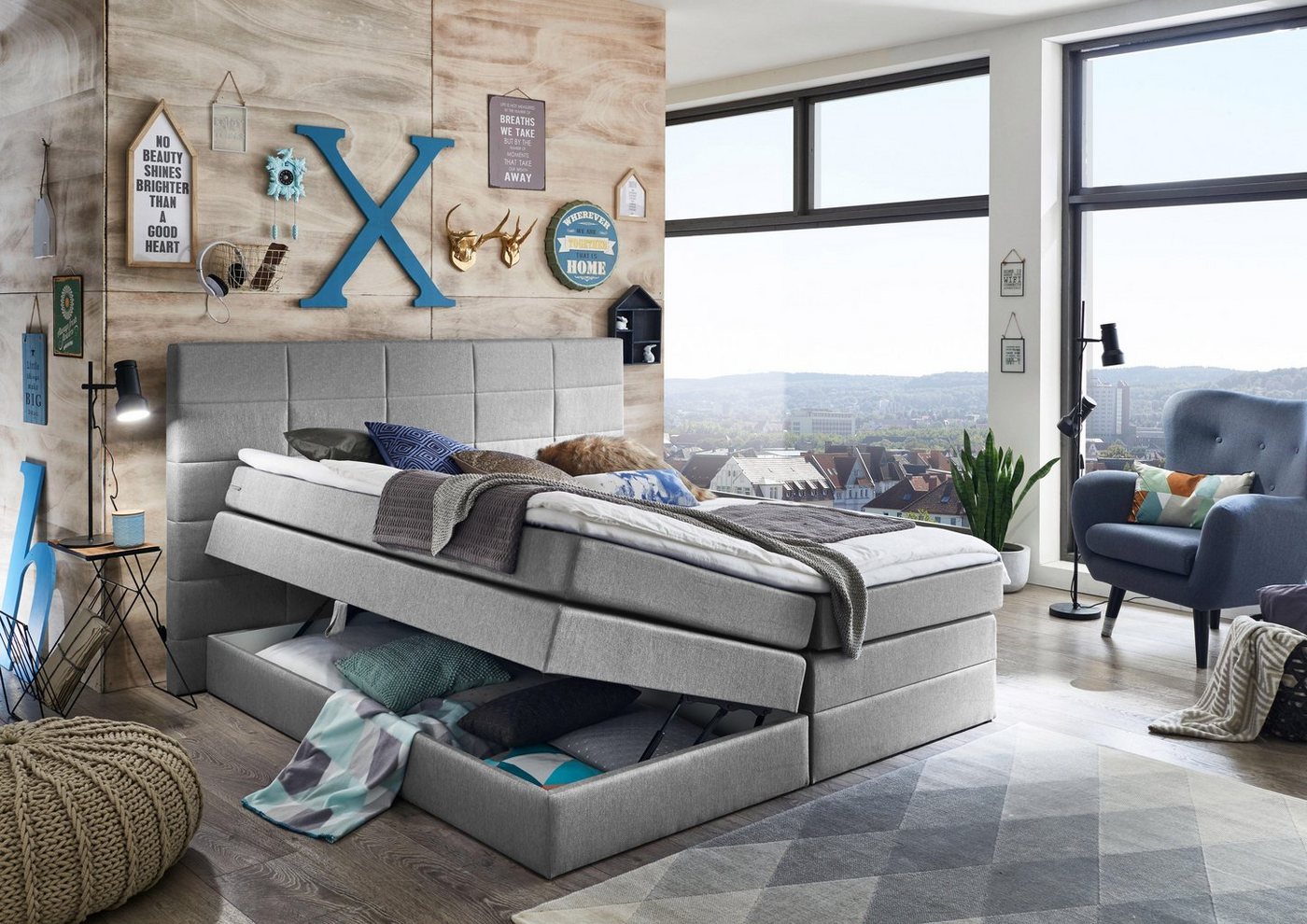 ATLANTIC home collection Boxspringbett Dakota, mit Bettkasten und Topper von ATLANTIC home collection