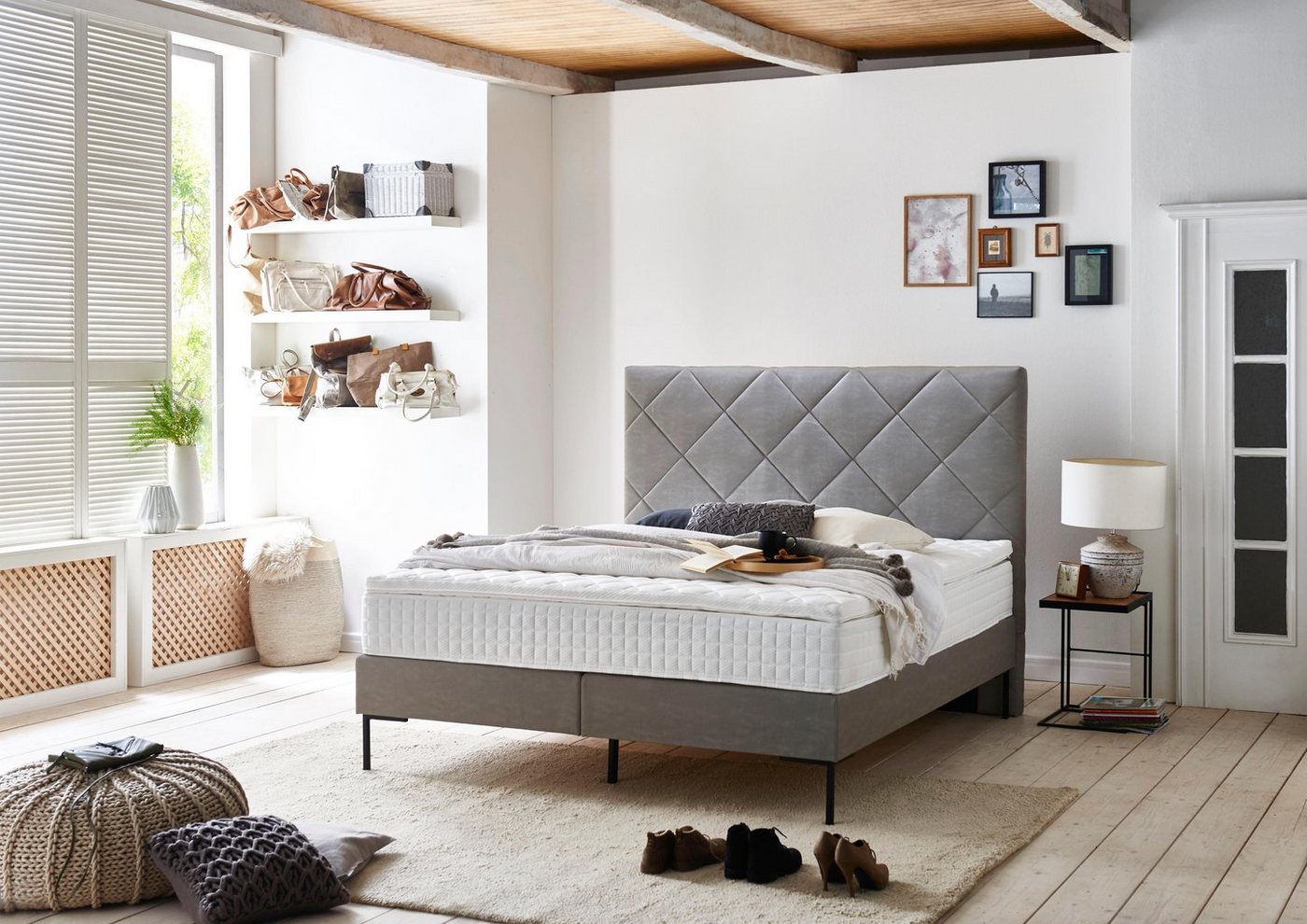 ATLANTIC home collection Boxspringbett Frauke, mit 7-Zonen-Taschen-Federkernmatratze und Topper von ATLANTIC home collection