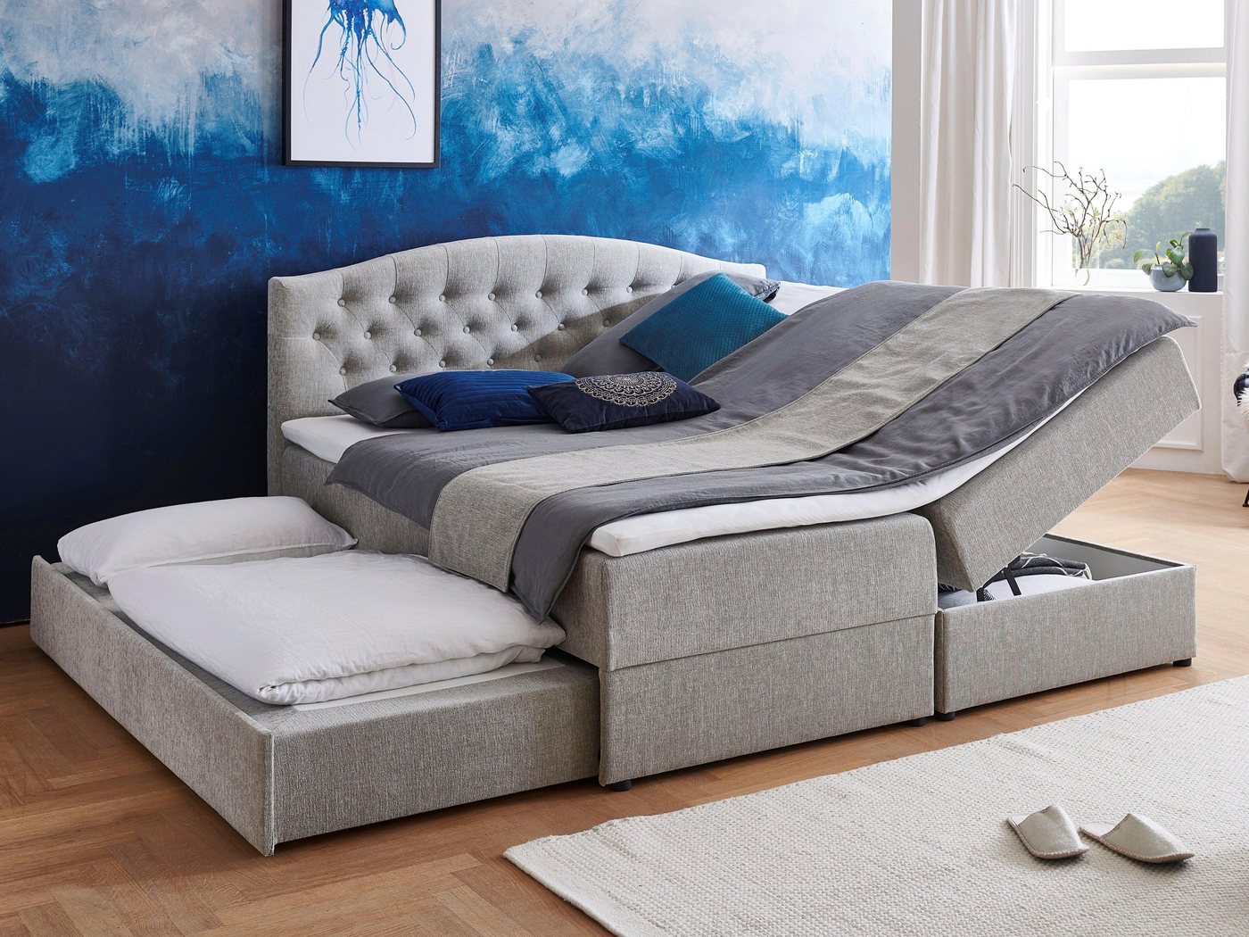 ATLANTIC home collection Boxspringbett Lotte, mit Topper, Bettkasten und Gästebett von ATLANTIC home collection