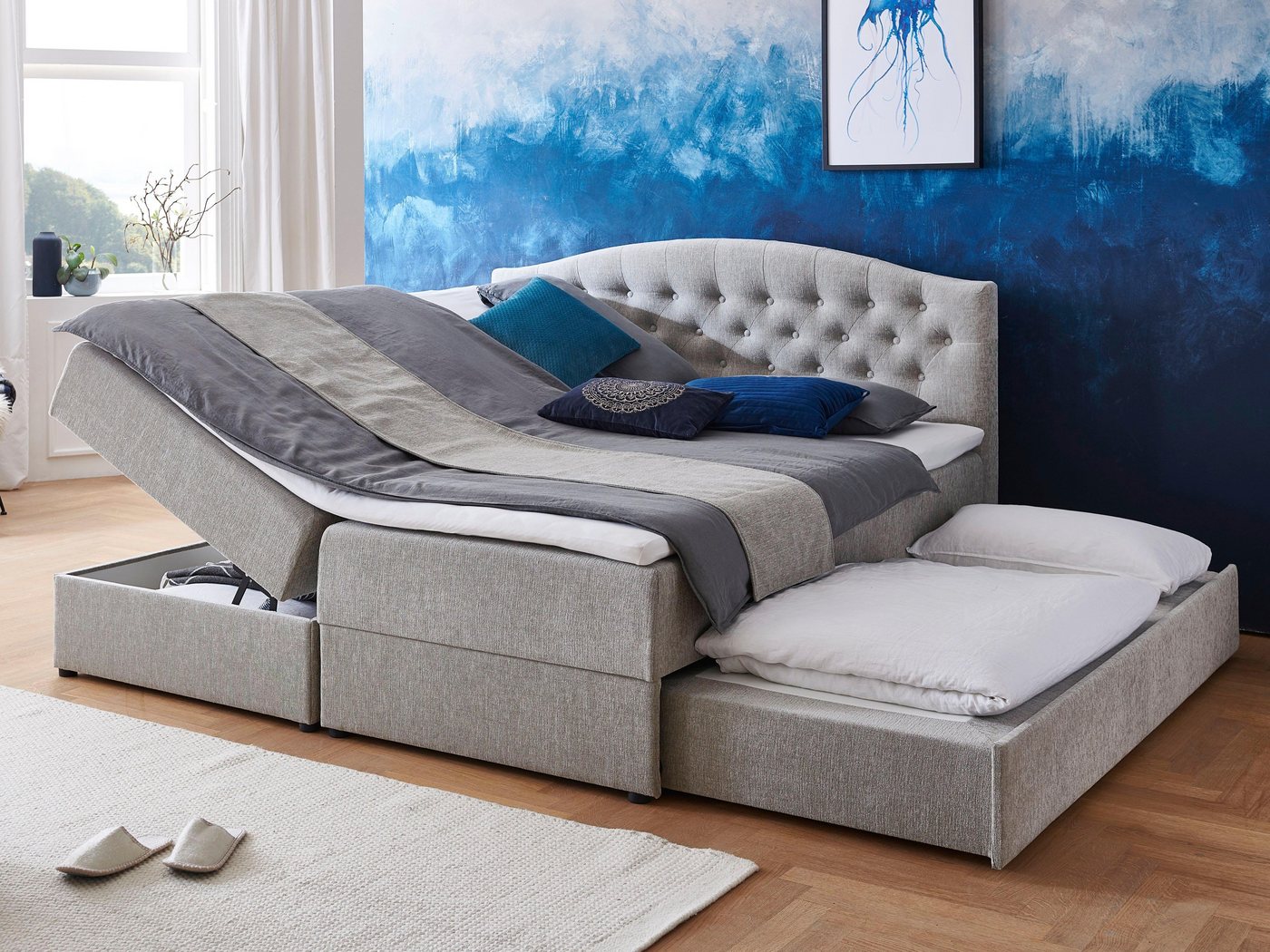 ATLANTIC home collection Boxspringbett Lotte, mit Topper, Bettkasten und Gästebett von ATLANTIC home collection