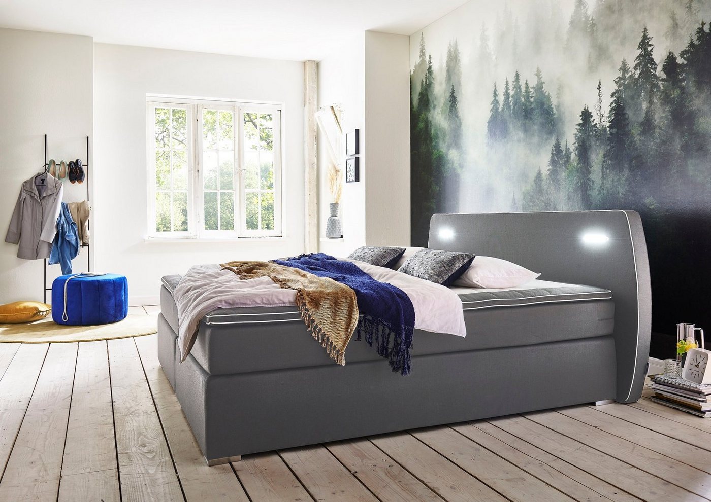 ATLANTIC home collection Boxspringbett REX LED, inklusive LED-Beleuchtung und Topper von ATLANTIC home collection