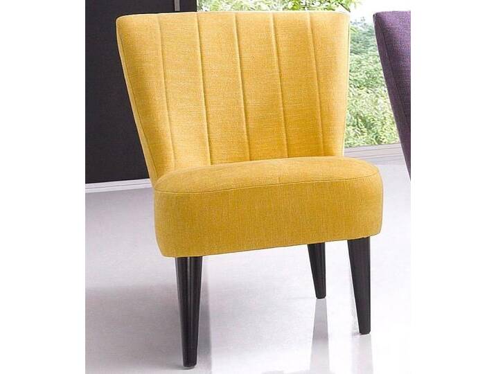 ATLANTIC home collection Cocktailsessel Jan, mit Wellenunterfederung, Massivholzfüße, gelb, goldgelb von ATLANTIC-home-collection