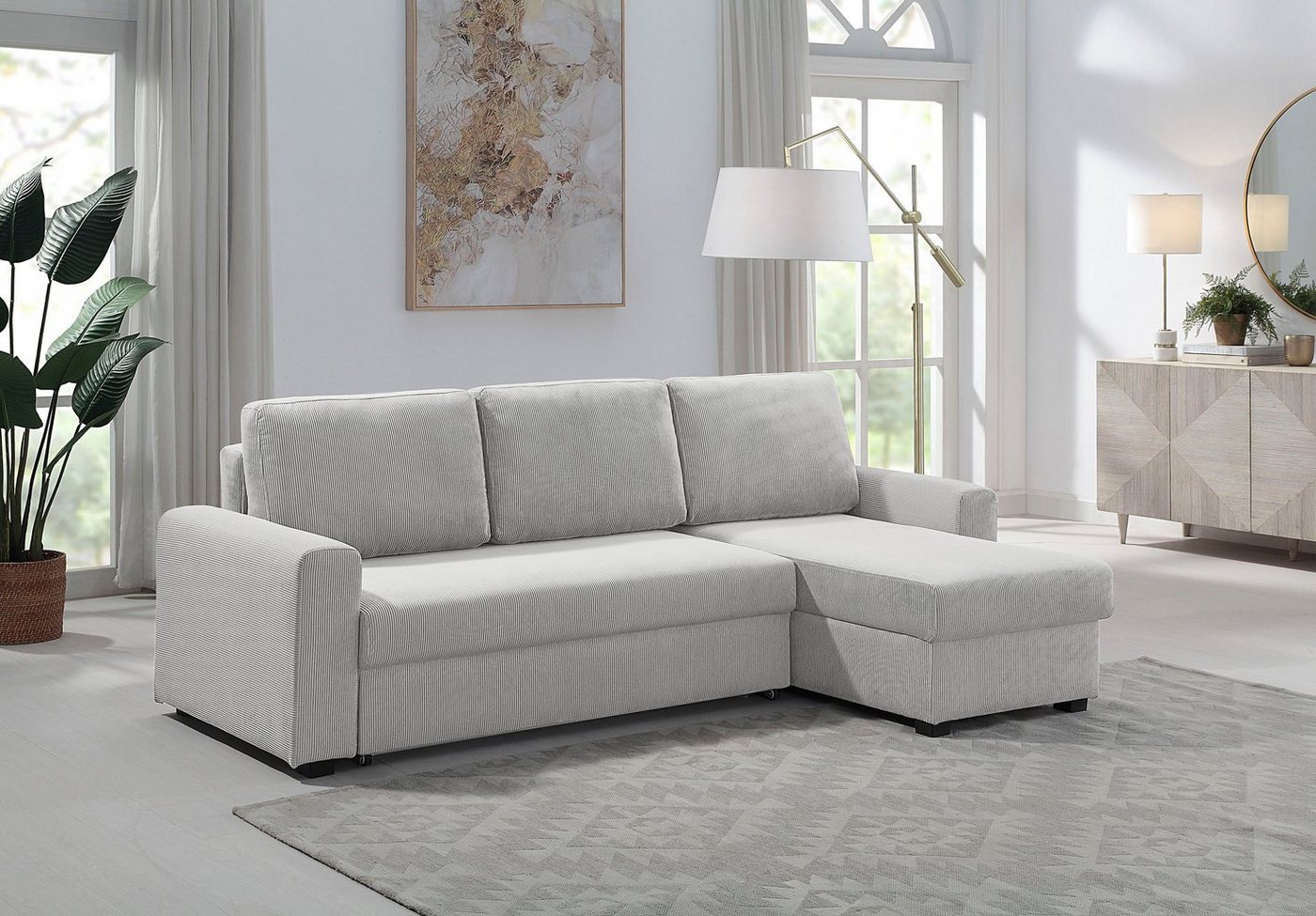 ATLANTIC home collection Ecksofa Dublin, Bettfunktion und Bettkasten, Recamiere links oder rechts montierbar von ATLANTIC home collection