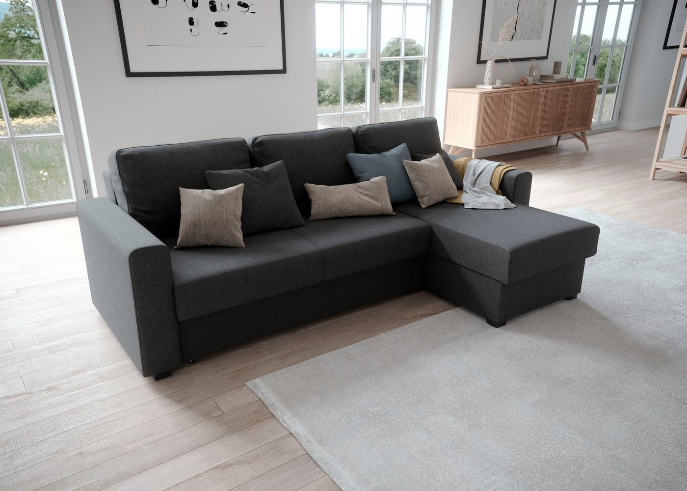 ATLANTIC home collection Ecksofa Dublin, Bettfunktion und Bettkasten, Recamiere links oder rechts montierbar von ATLANTIC home collection