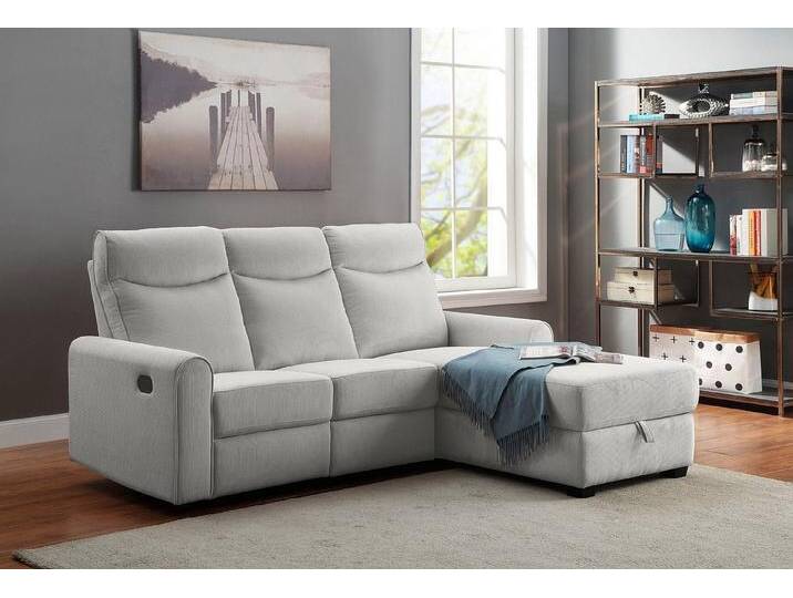 ATLANTIC home collection Ecksofa Gero L-Form, mit Relaxfunktion und Stauraum, mit Cord-Bezug, grau von ATLANTIC-home-collection