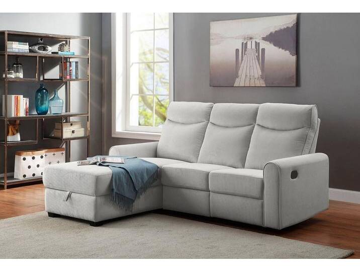 ATLANTIC home collection Ecksofa Gero L-Form, mit Relaxfunktion und Stauraum, mit Cord-Bezug, grau von ATLANTIC-home-collection