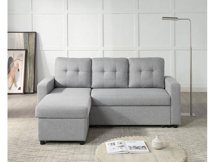 ATLANTIC home collection Ecksofa Gino L-Form, mit Schlaffunktion und Stauraum, Recamiere beidseitig montierbar von ATLANTIC-home-collection