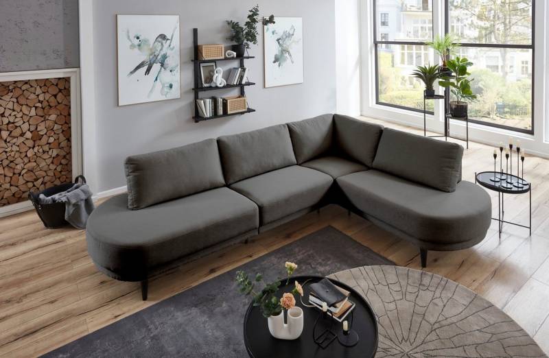 ATLANTIC home collection Ecksofa Ronny L-Form, mit Wellenunterfederung, organische Formsprache, organisches Sofa von ATLANTIC home collection