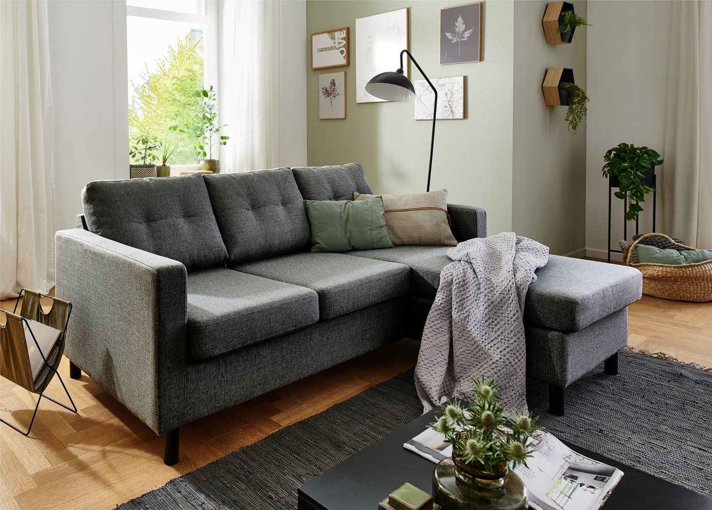 ATLANTIC home collection Ecksofa Tea L-Form, Ecksofa, frei im Raum stellbar und Recamiere beidseitig montierbar von ATLANTIC home collection