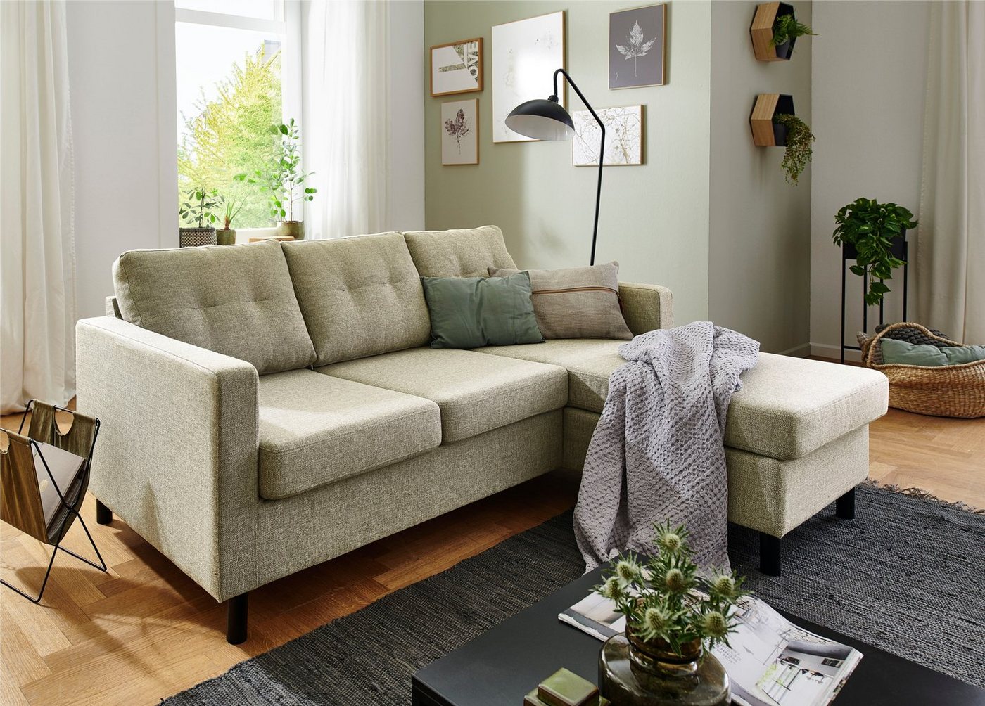 ATLANTIC home collection Ecksofa Tea L-Form, Ecksofa, frei im Raum stellbar und Recamiere beidseitig montierbar von ATLANTIC home collection