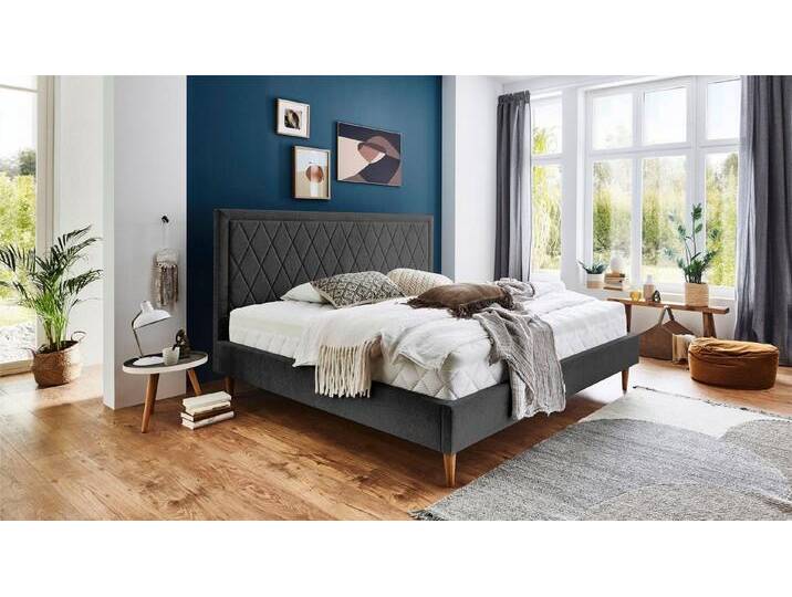 ATLANTIC home collection Polsterbett Paulin, mit gestepptem Kopfteil, grau, anthrazit von ATLANTIC-home-collection