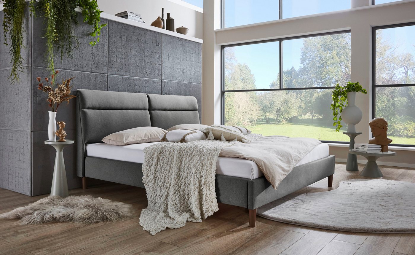 ATLANTIC home collection Polsterbett Madita, 180x200cm, mit organischer Kopfteilform, luxuriös gepolstertes Kopfteil, Bezugstoff mit Melange-Effekt von ATLANTIC home collection